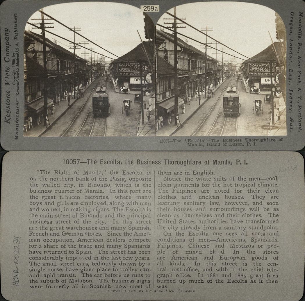 The “ï¿½scalta” [Escolta] – The Business Thoroughfare of Manila, Island of Luzon, P. I.